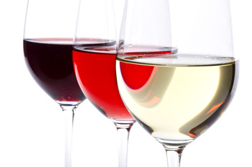 Three Wine Glasses Isolated on White