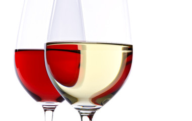 Two Wine Glasses Isolated on White