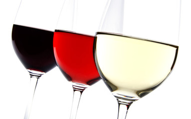 Three Wine Glasses Isolated on White