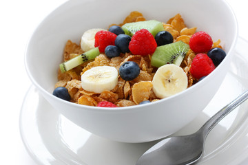 breakfast cereal with fresh fruits