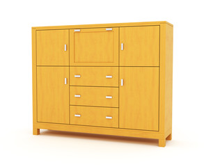 Fototapeta premium wooden cabinet isolated over white background