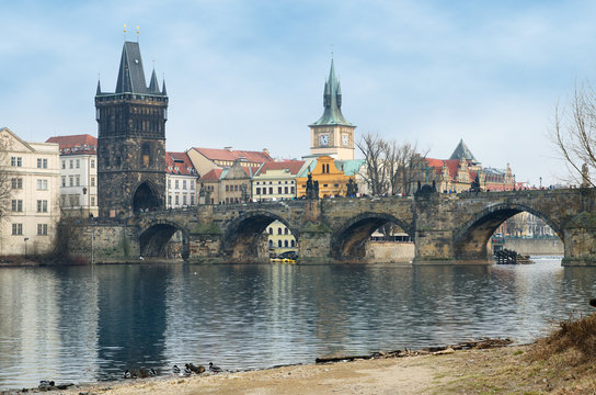 Charles Bridge and Old Clock Tower view, Czech Republic