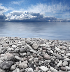 Beautiful view of a grey rocky mediterranean shore
