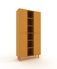 wooden cabinet isolated over white background