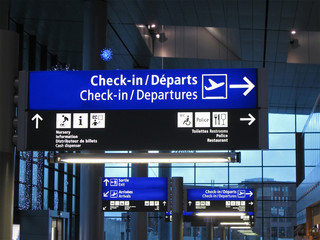 Airport blue gate interior sign, flight schedule signboard, airline direction, led decoration...