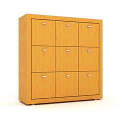 wooden cabinet isolated over white background