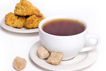Hot tea with biscuits