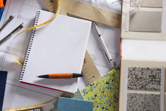 Architect desk designer workplace spiral notebook