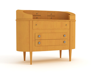 wooden cabinet isolated over white background