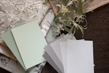 Light green and neutral swatches
