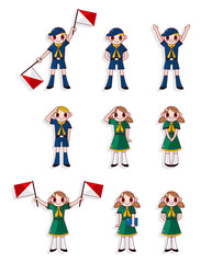 Fototapeta premium cartoon boy/girl scout icon set