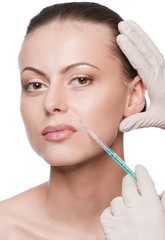 Cosmetic botox injection in the beauty face