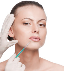 Cosmetic botox injection in the beauty face