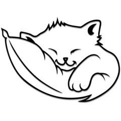 Garden poster Draw Gatto Cartoon Dorme su Cuscino-Sleeping Kitty-Vector