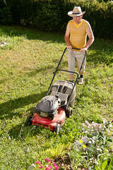 man mowing the lawn