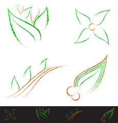 Fototapeta na wymiar Hand-draw leaf icons. Vector illustration.