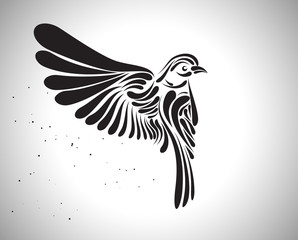 Decorative bird icon. Vector illustration.