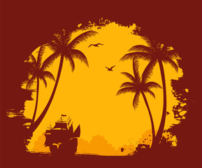Summer tropical banner