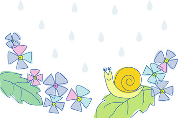 カタツムリとあじさい