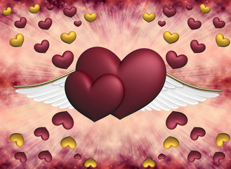 Pink hearts on a background