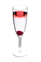 Designer cocktail isolated over white with raspberry