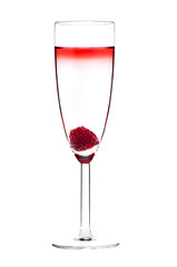 Designer cocktail isolated over white with raspberry