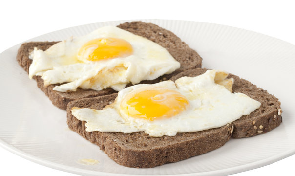 Slices of bread with eggs