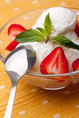 Ice cream with strawberries