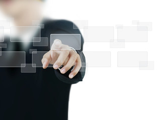 hand pushing on a touch screen interface