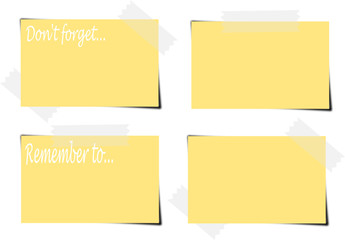 Taped up notes with reminders