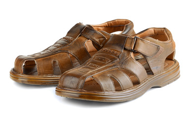 Pair of mens leather sandals