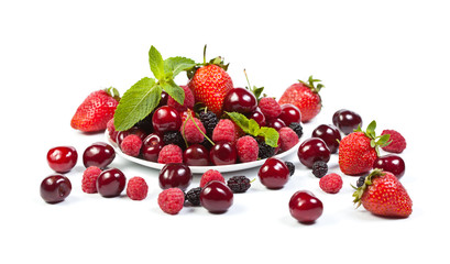 Juicy berries on white