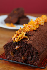 Chocolate cake with candied orange peel