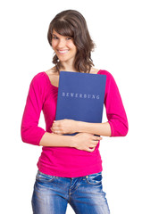 junge Frau mit Bewerbungsmappe