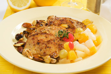 Pork loin chops with tropical fruit