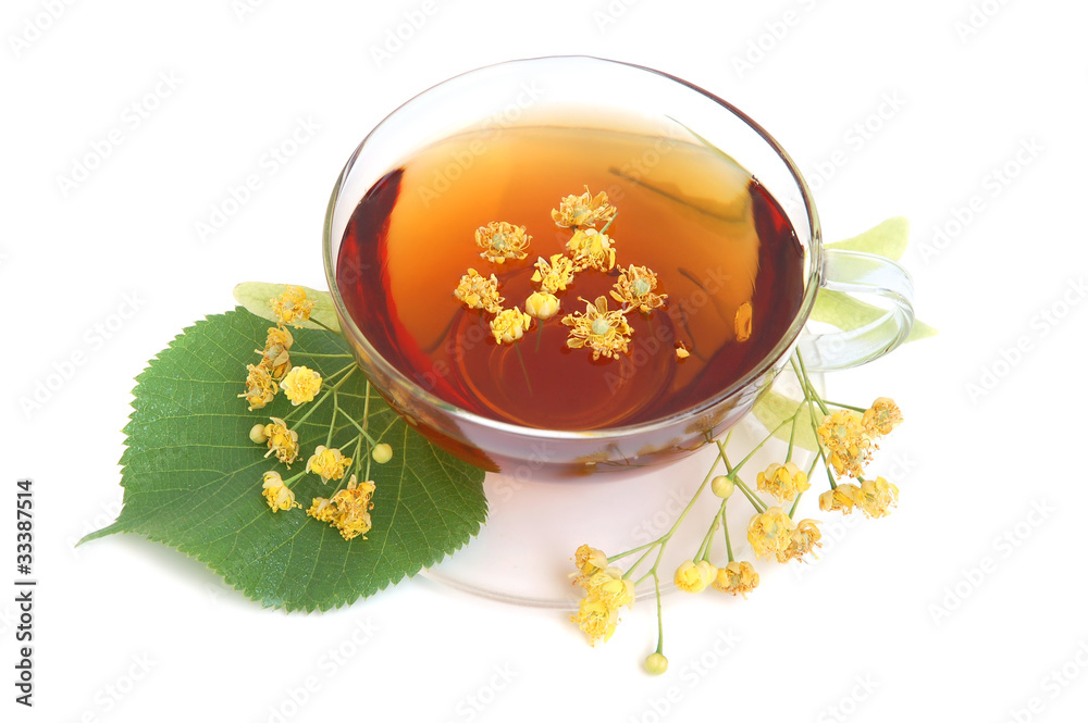 Wall mural Tea with linden flowers