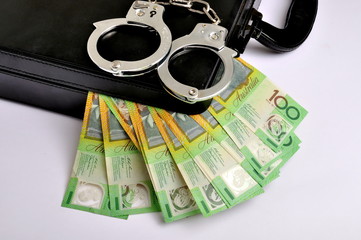 Australische Dollars in einer Aktentasche