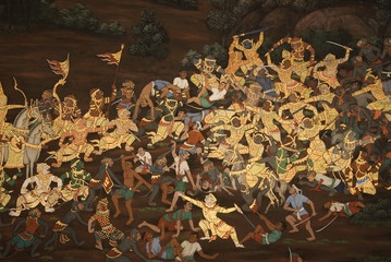 Thai Mural Painting on the wall