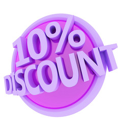 3d rendered, green 10 percent discount button