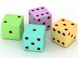 Playing bones on a white background