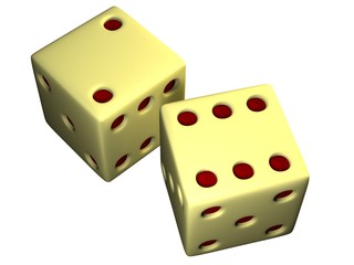 Playing bones on a white background