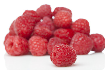 Fresh red raspberries