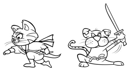 kitten ninjas outline