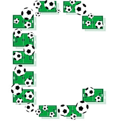 C, Alphabet Football letters made of soccer balls and fields