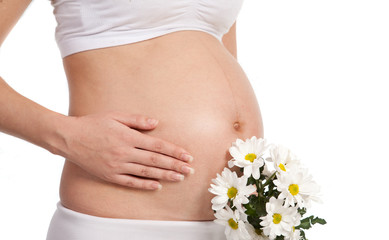 pregnant woman with flower