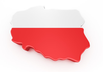 3d rendering of Poland isolated