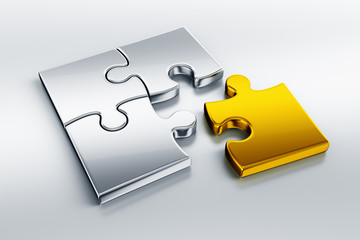 Metallic puzzle pieces