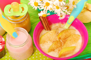 rice pudding with  apple and cinnamon for baby