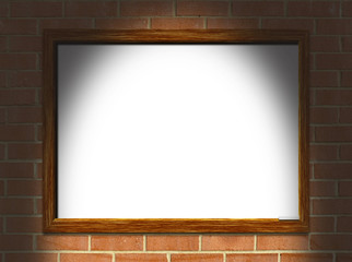 Whiteboard on red brick wall