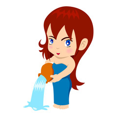 Vector illustration of Aquarius in cartoon style